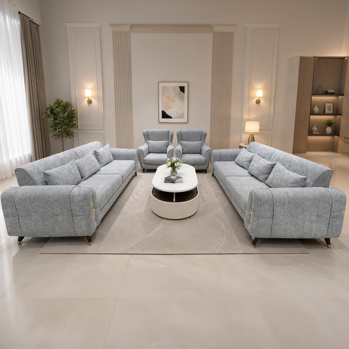 Tuxedo Modern Sofa Set 3+3+1+1