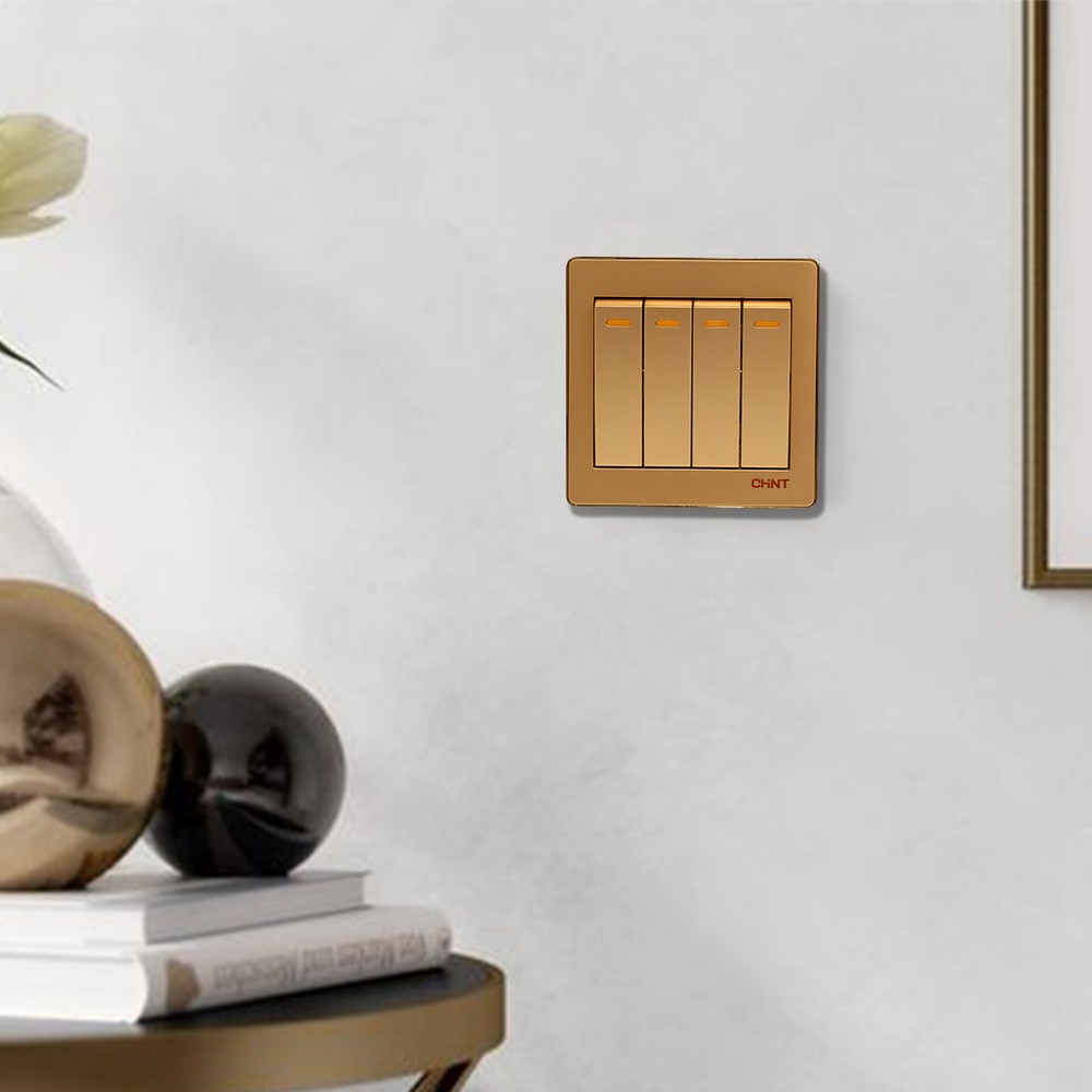 4 Gang 2 Way Switch 16A 250V Gold