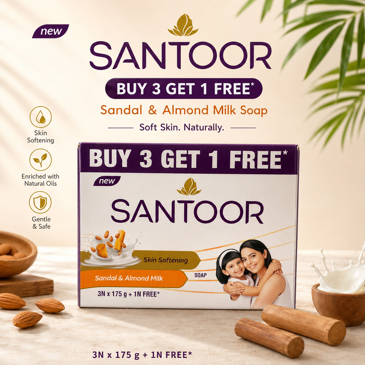 Santoor Soap 175g 4 Pack