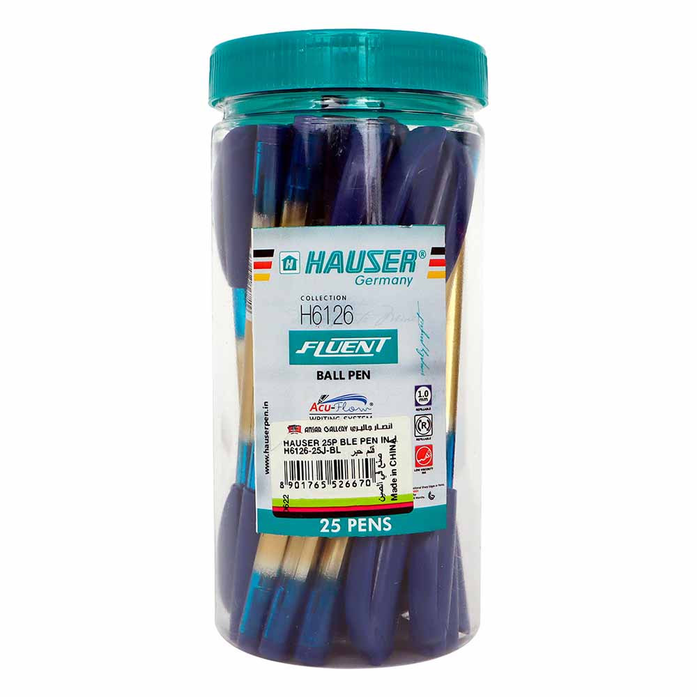 Hauser Blue Pens in Jar 25 Piece