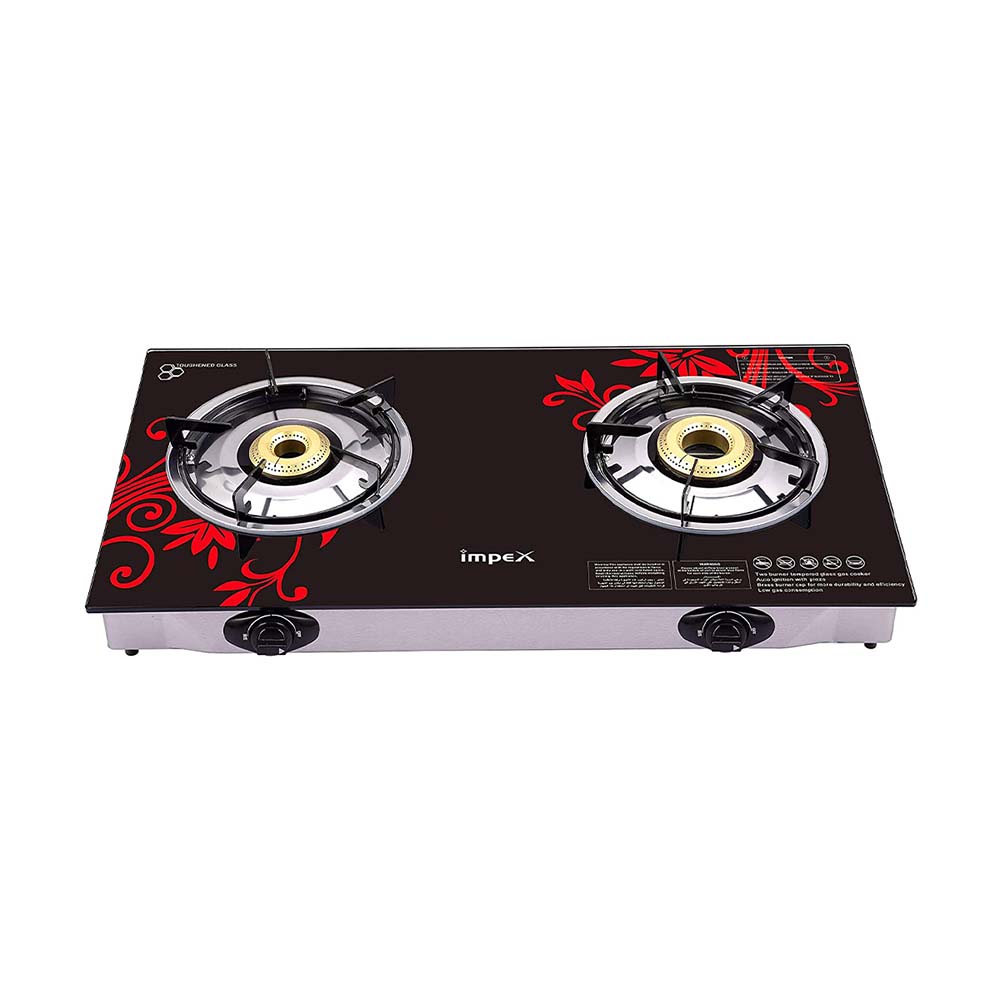 Impex LP Gas Stove Glass Top 2 Burner